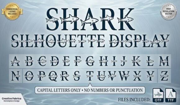 Shark Silhouette Display: A Bold Serif with an Ocean Edge